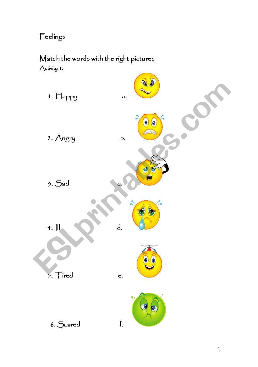 Feelings worksheet