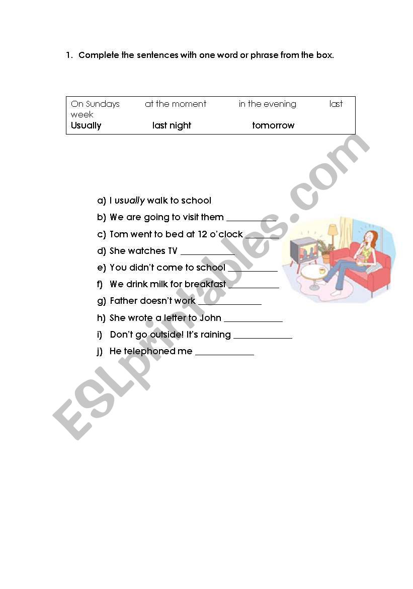 Adverbs of frequency worksheet