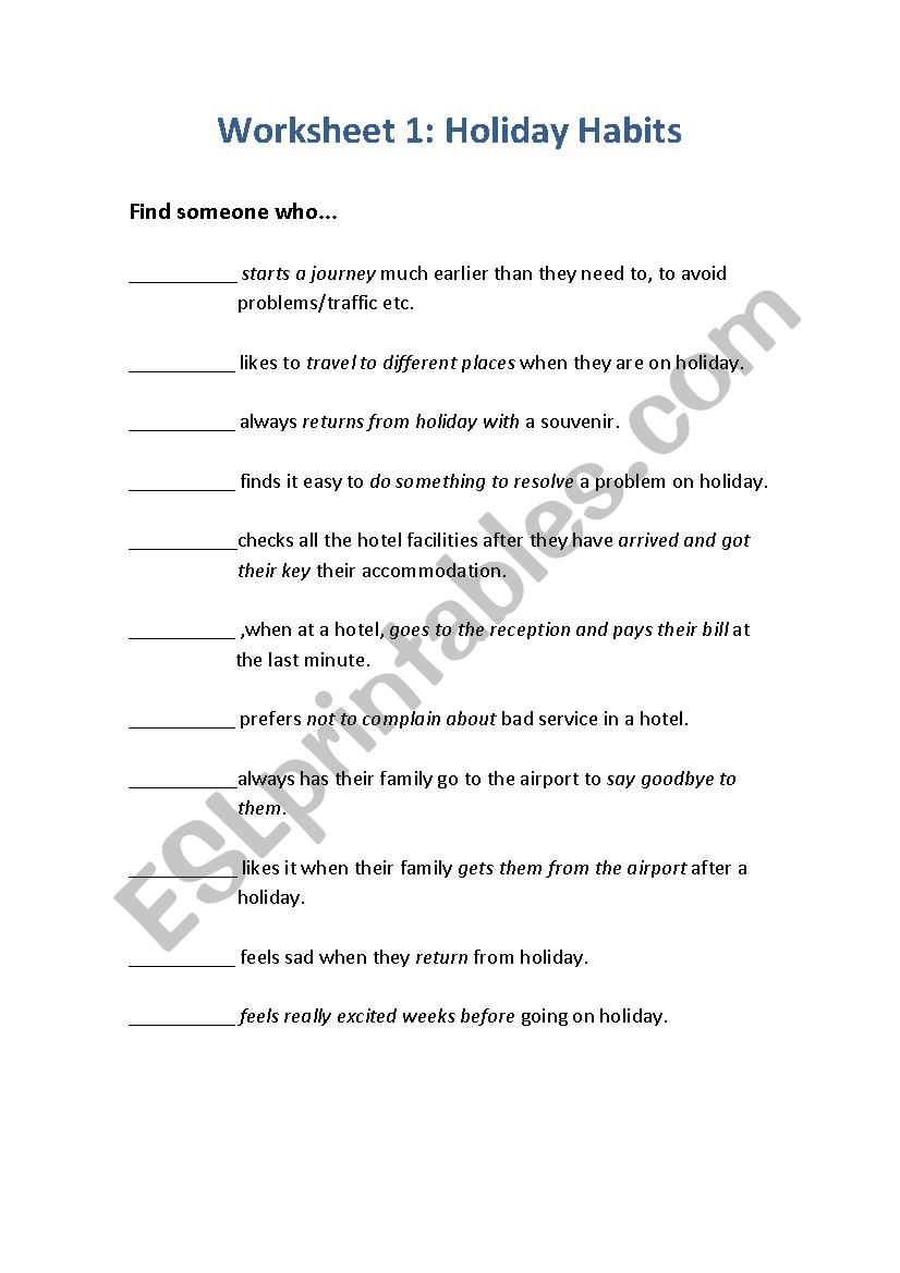 Phrasal verbs: Travel worksheet