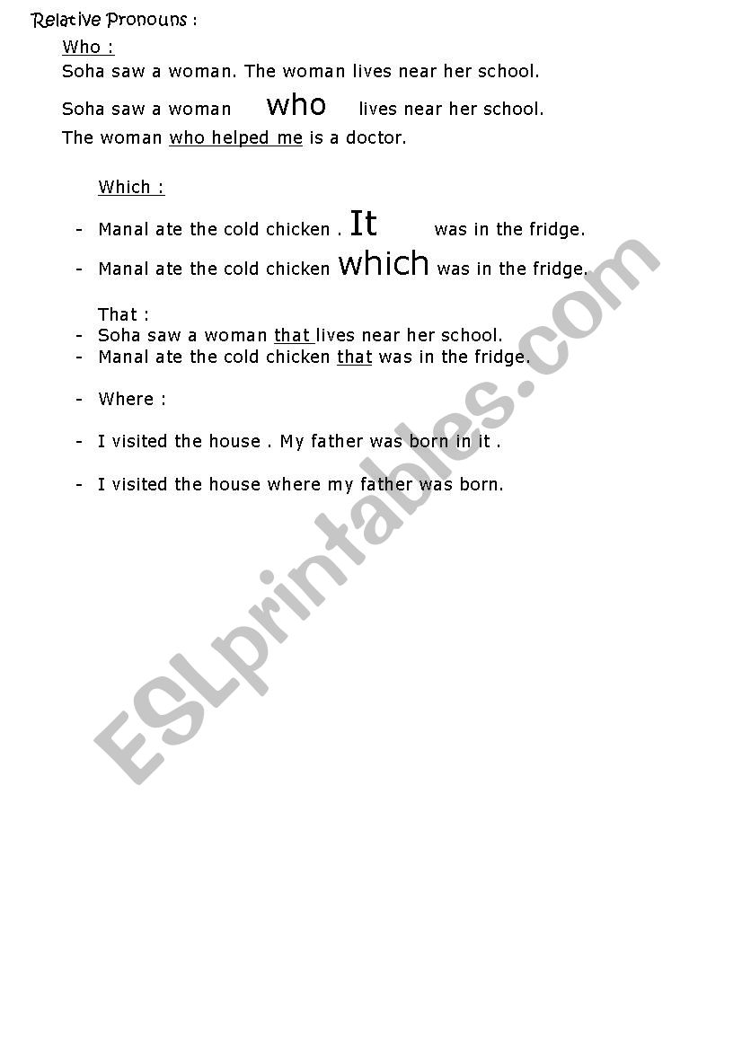 relative pronouns worksheet