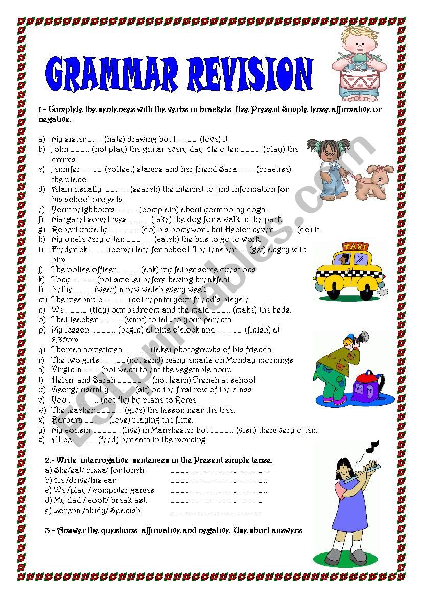 GRAMMAR REVISION worksheet