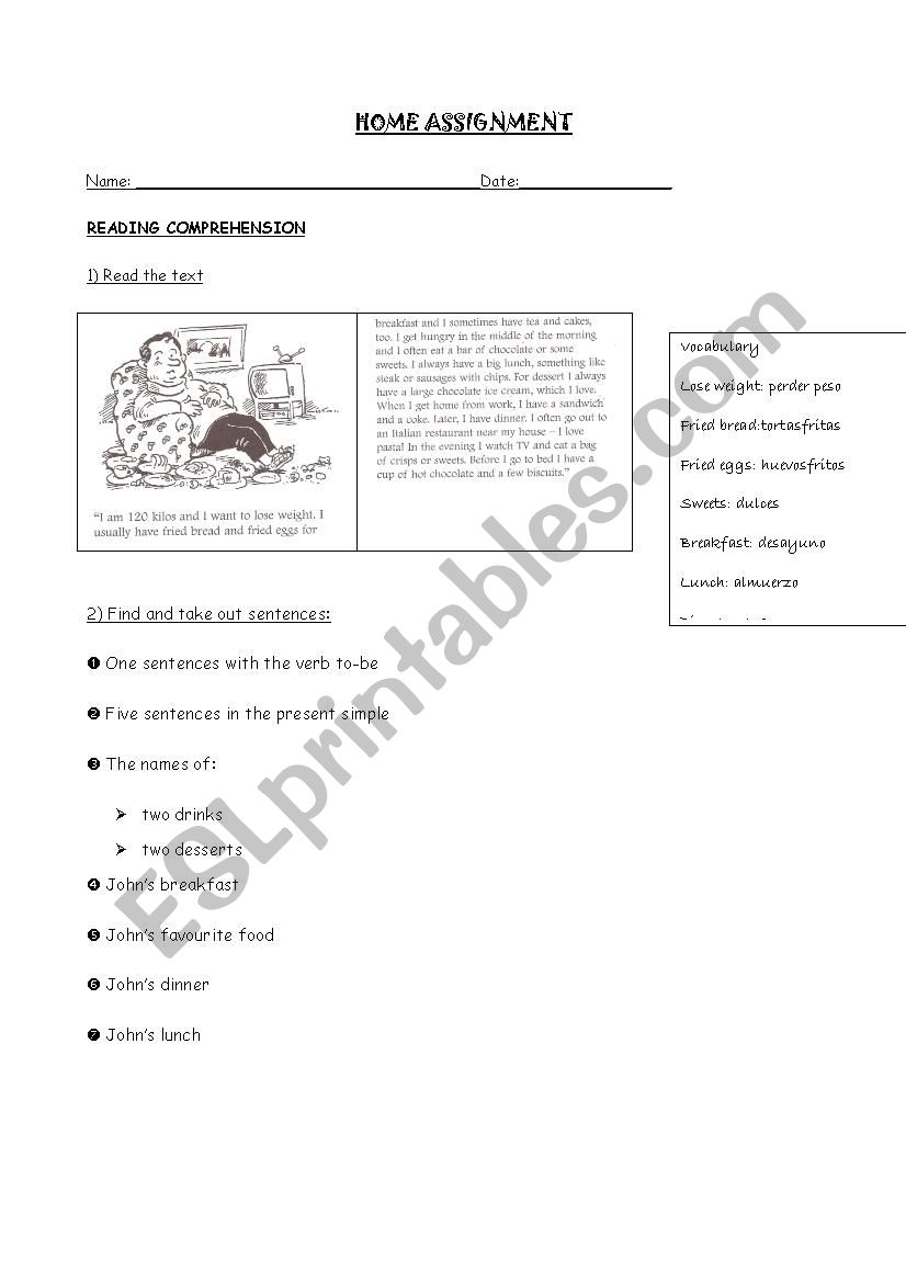 Home assigment worksheet