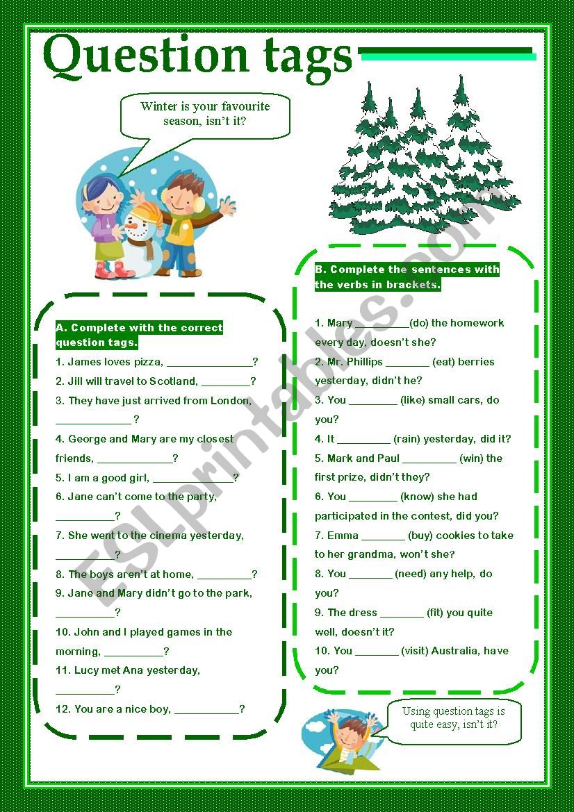 Question tags worksheet