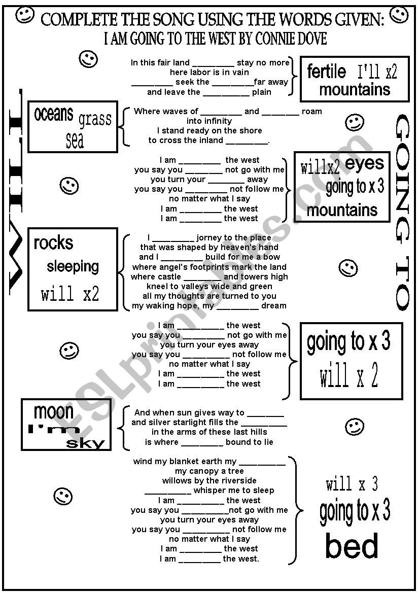 WILL  AND GOING TO  SONG worksheet