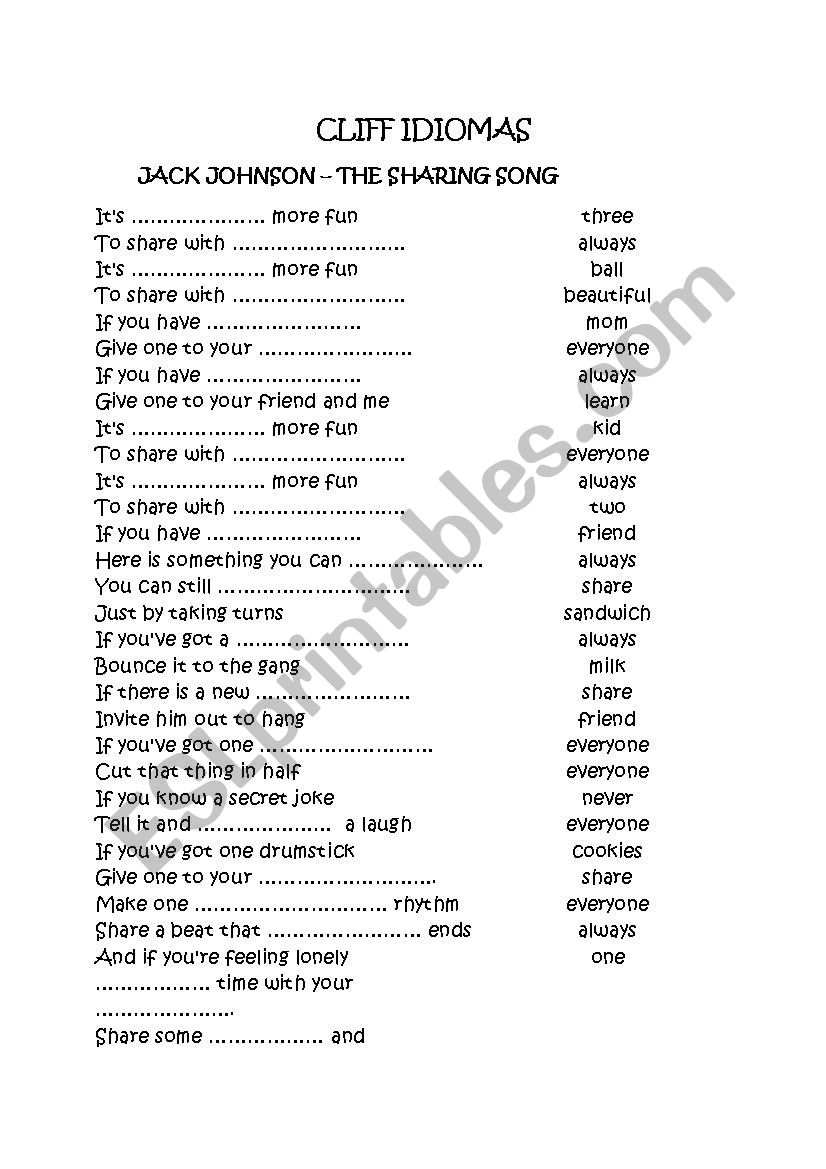 Jack Johnson, The Sharing Song