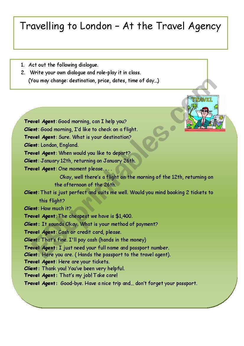 Travel Agency - Dialougue worksheet