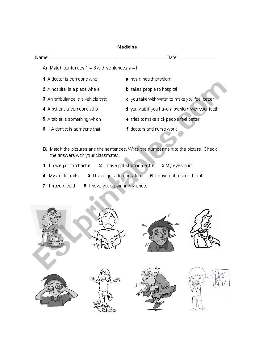 Medicine Vocabulary worksheet