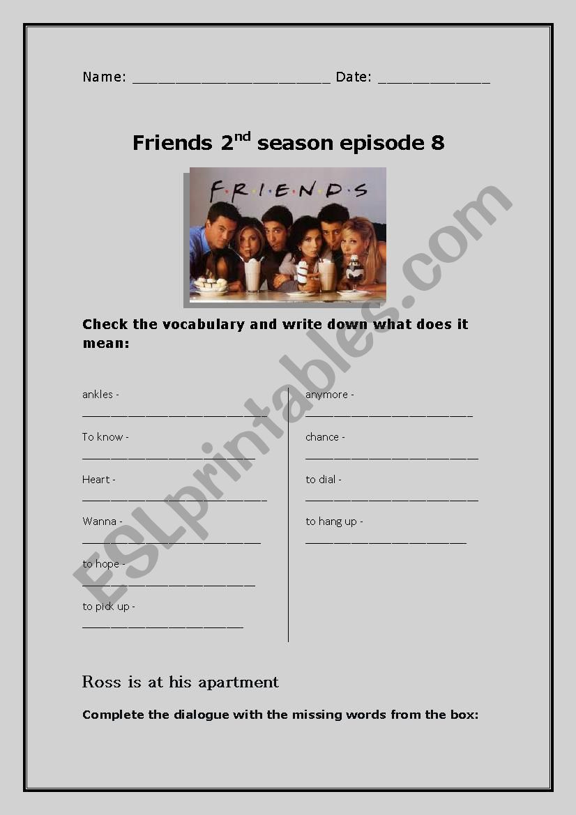 Movie Activity  Friends  2nd season -  Episode 8