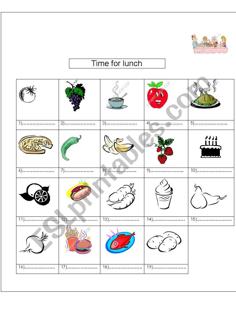 tie for lunch worksheet