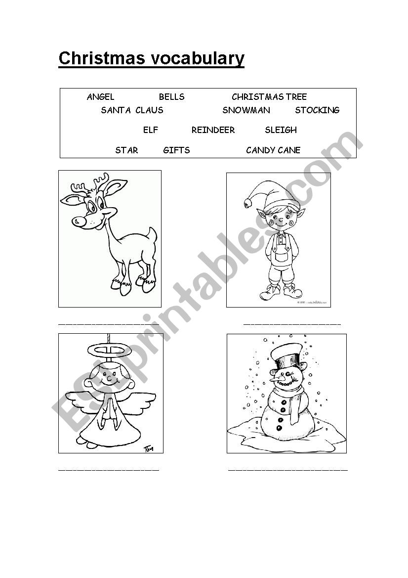 CHRISTMAS VOCABULARY worksheet