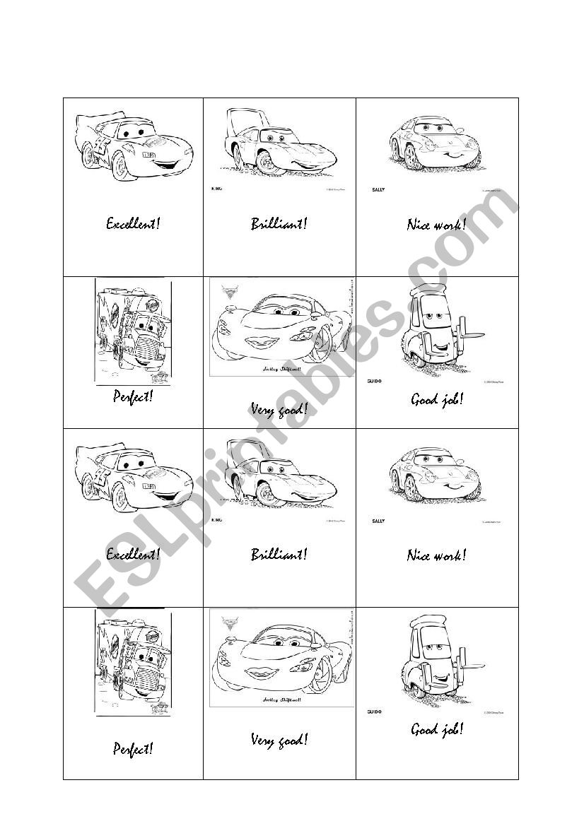 STICKERS TO PRAISE STUDENTS! CARS 2