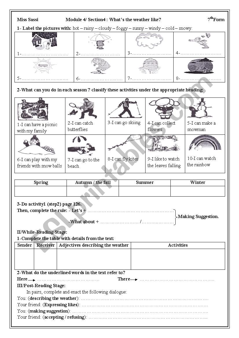 WhatÂ´s the weather like? worksheet