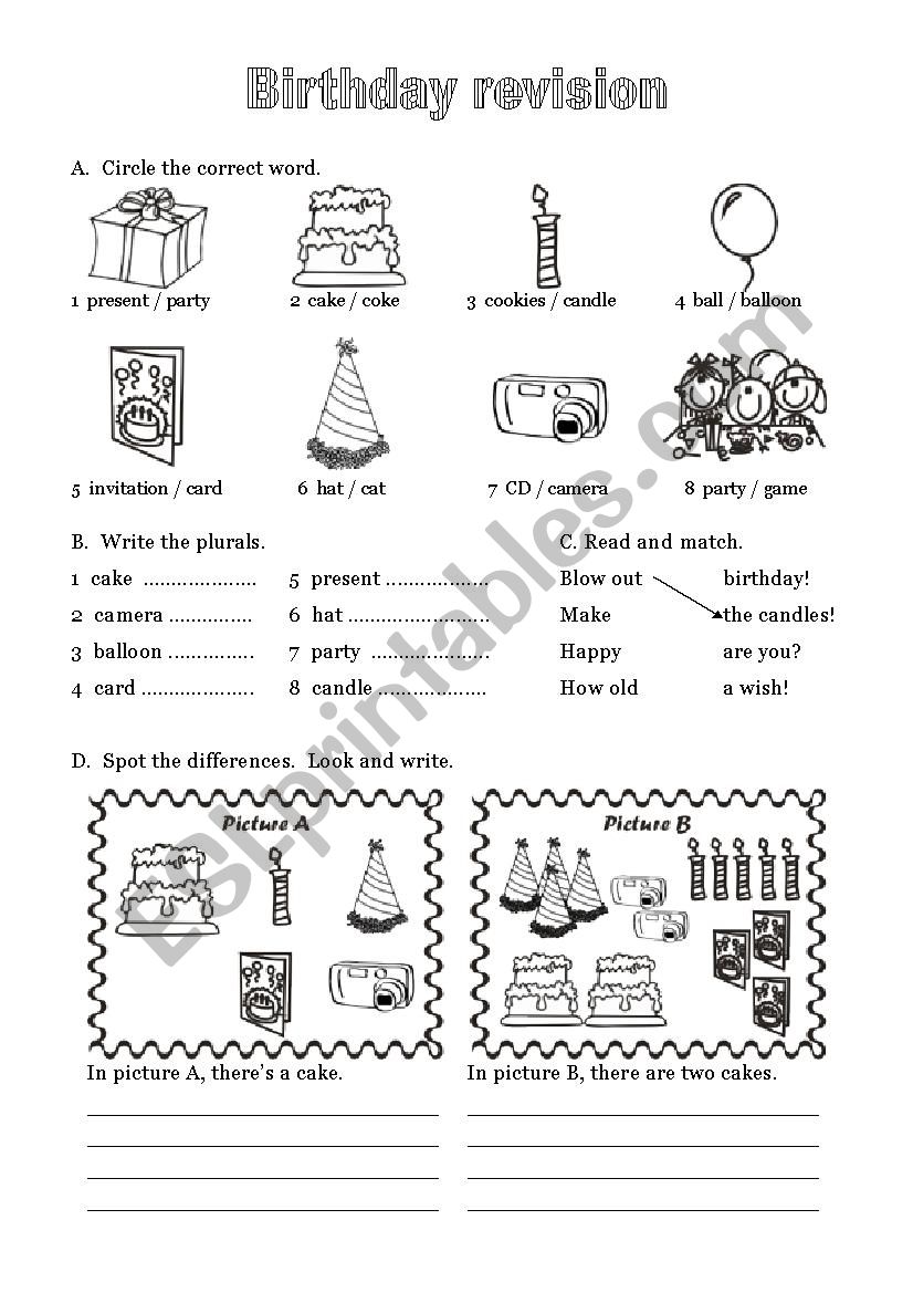 birthday vocabulary worksheet