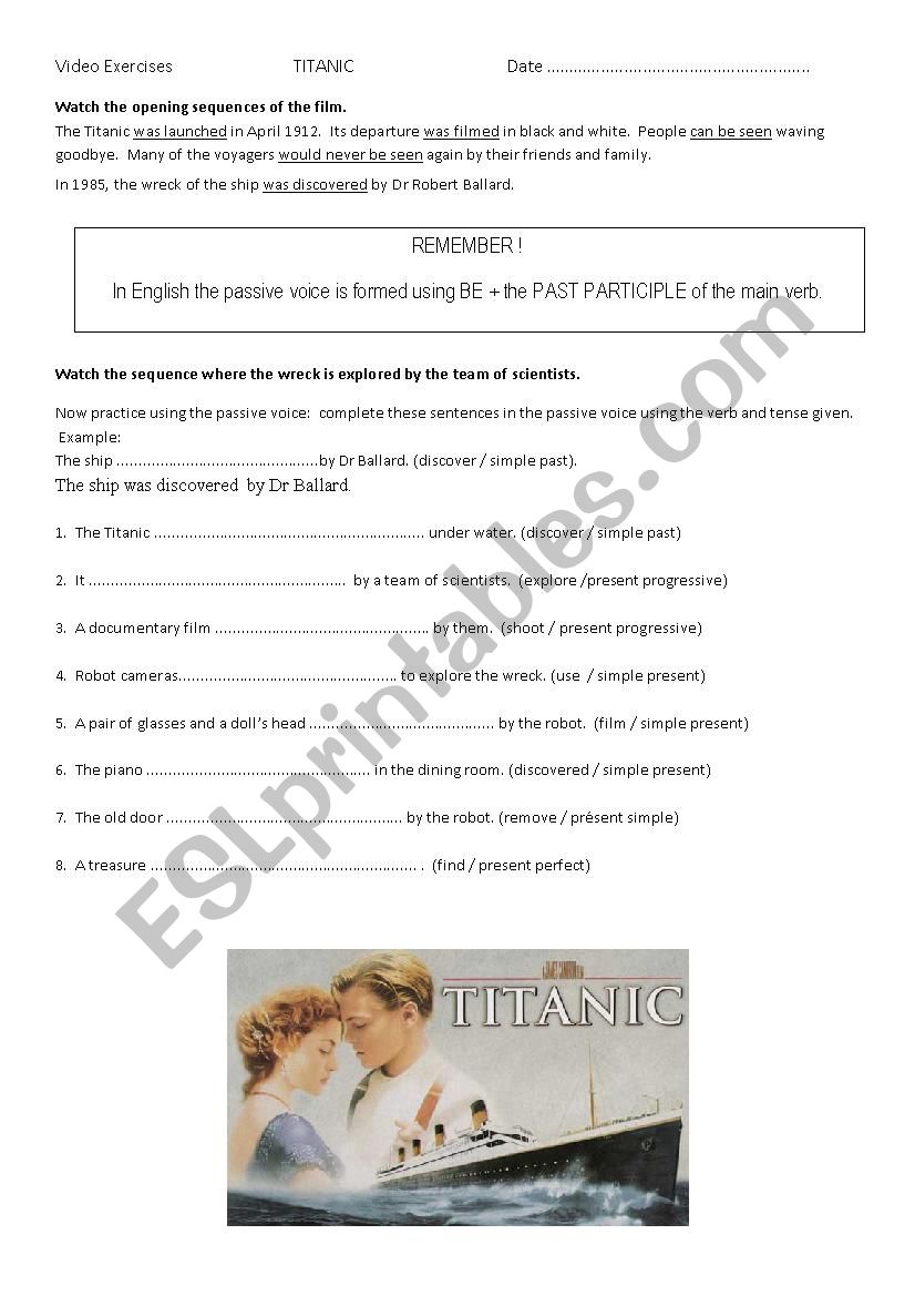 Titanic video exercise worksheet