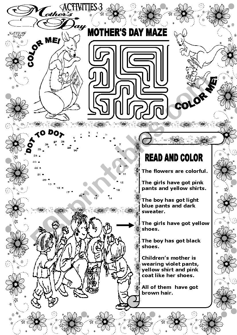 MOTHERS DAY ACTIVITIES 3 worksheet