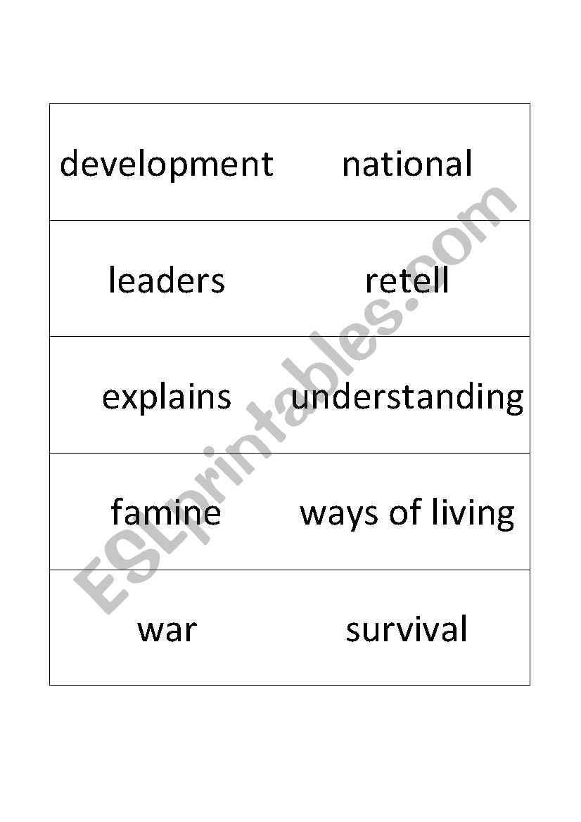 Looking back flash card worksheet