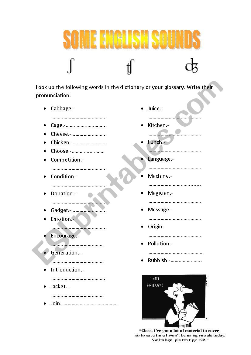SOME ENGLISH SOUNDS worksheet