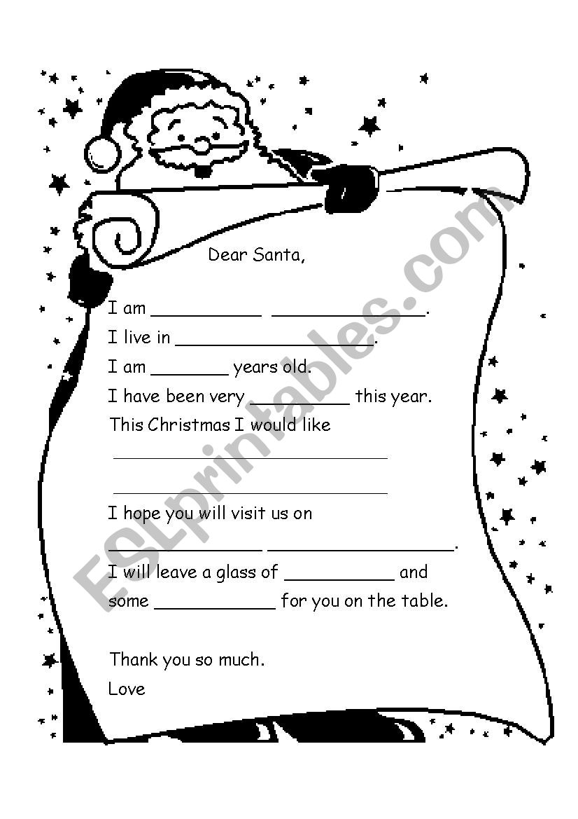 Letter to Santa worksheet