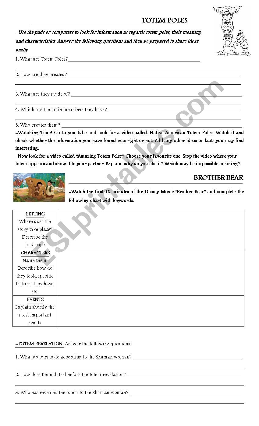 Totem Poles worksheet