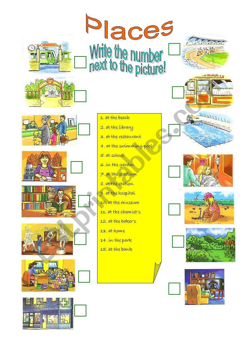 Places worksheet