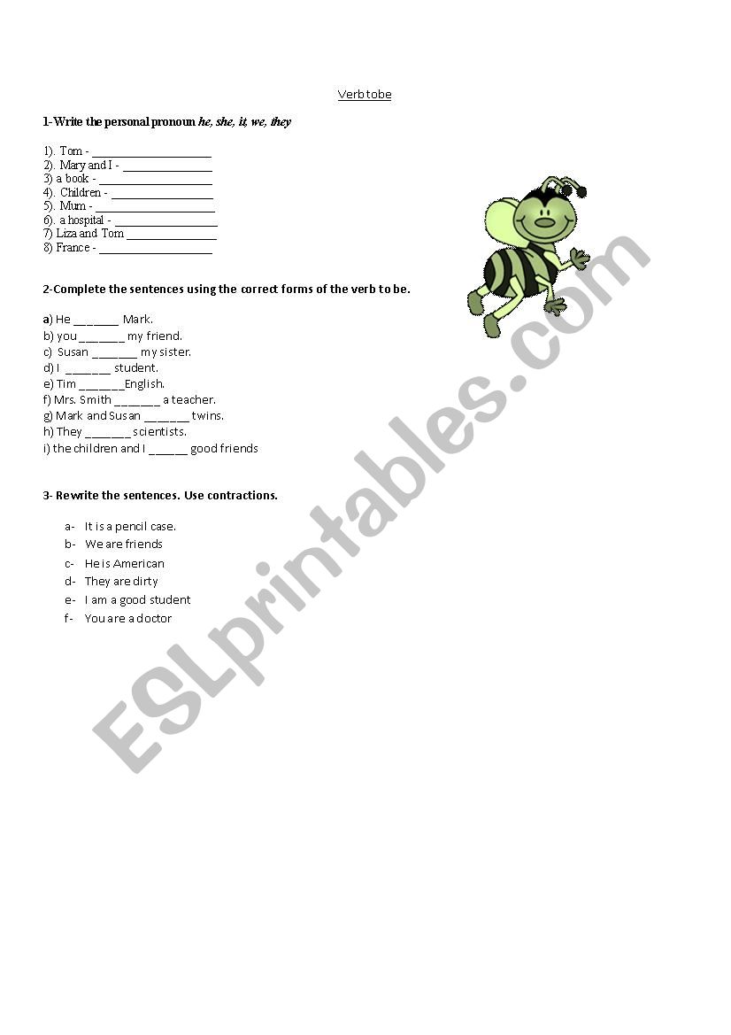 Verb to be worksheet worksheet