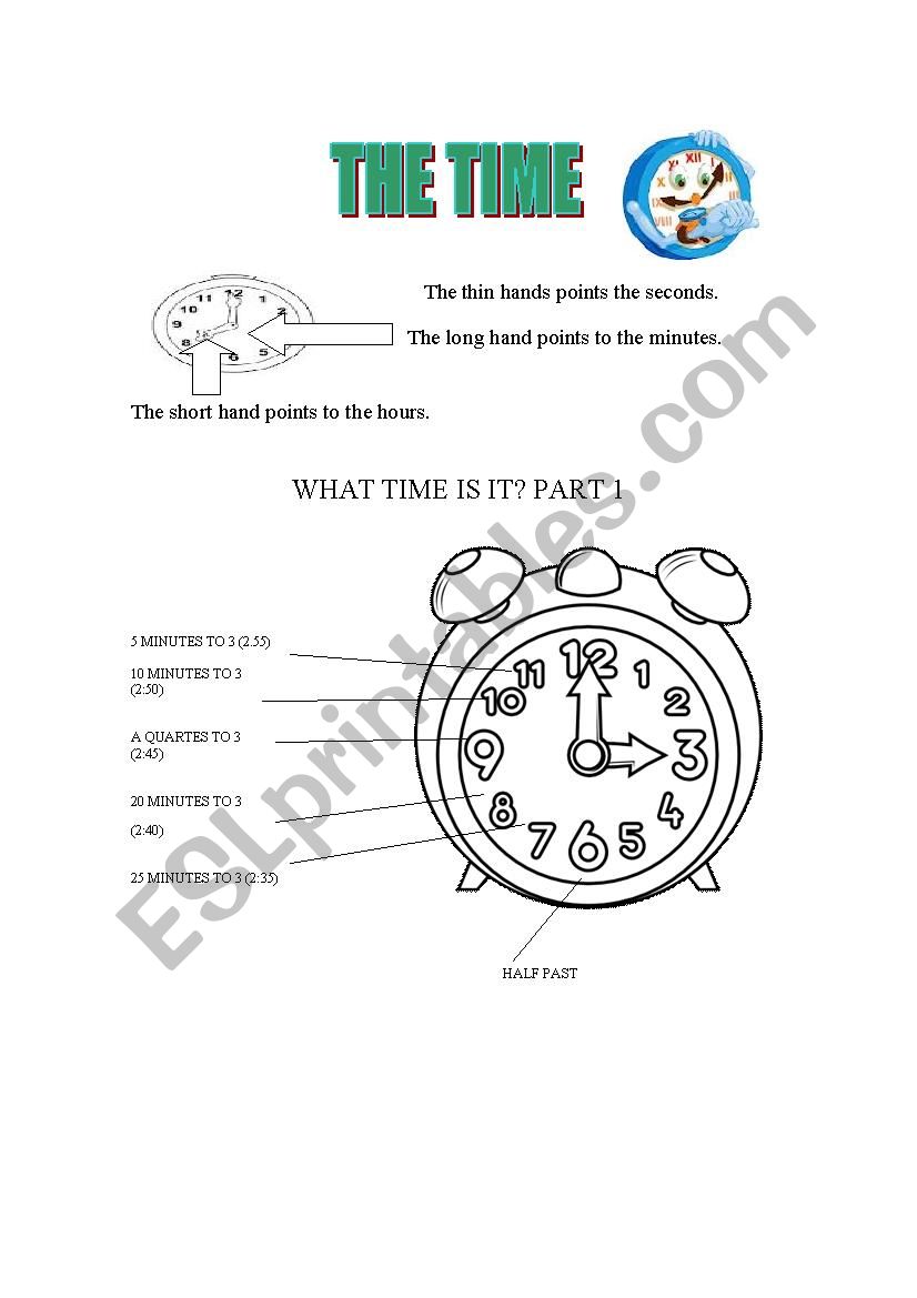 Learning to see the time worksheet