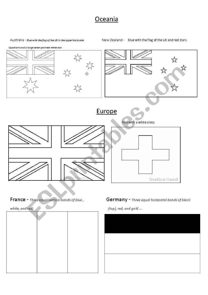 Flags of the world worksheet