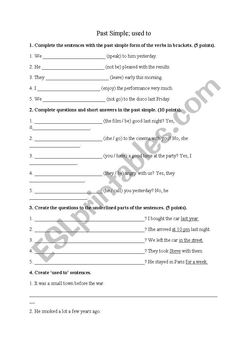 PAST SIMPLE worksheet