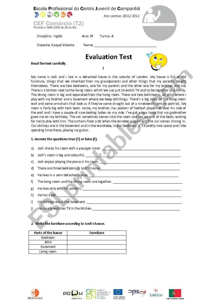 teste 8 ano worksheet