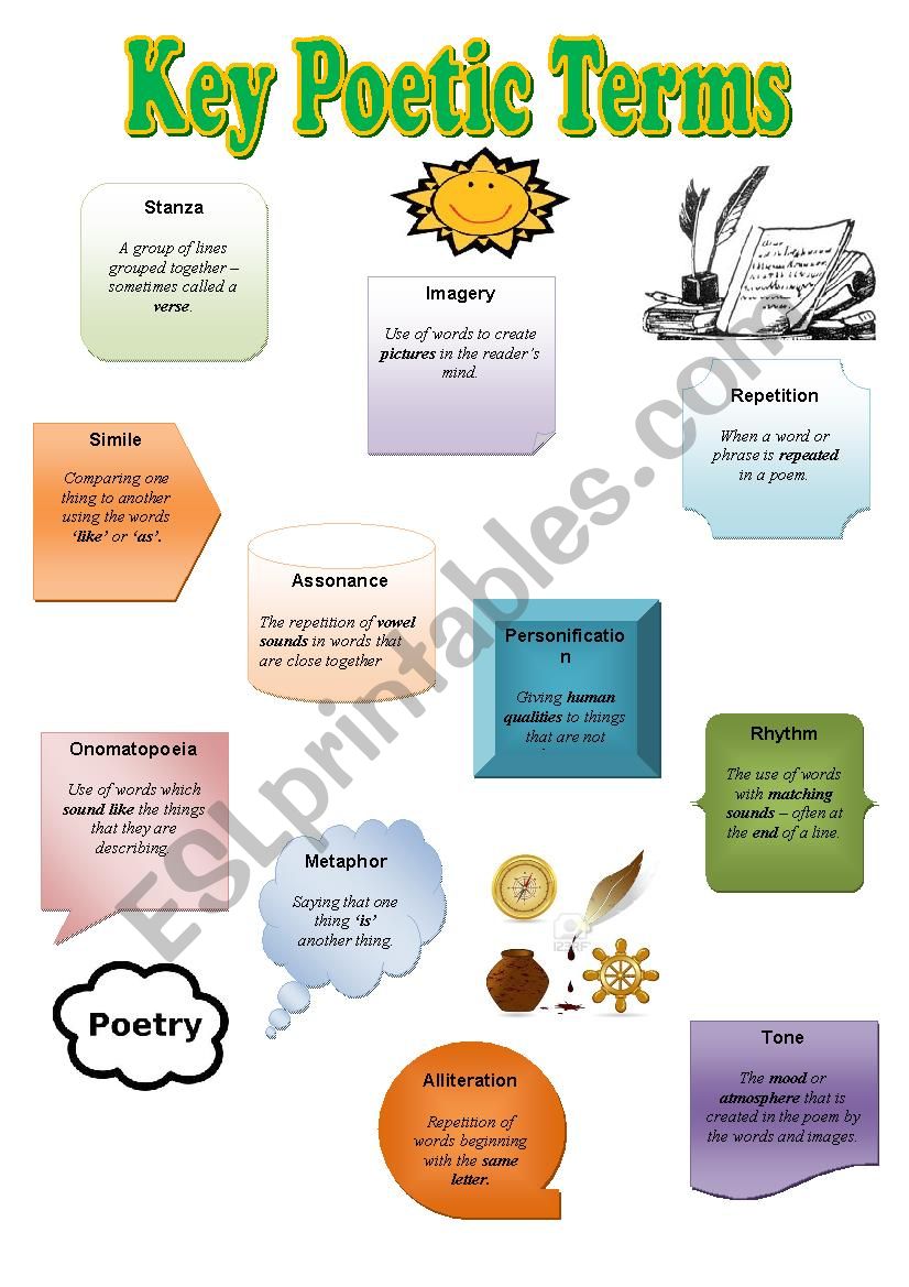 key poetry terms worksheet