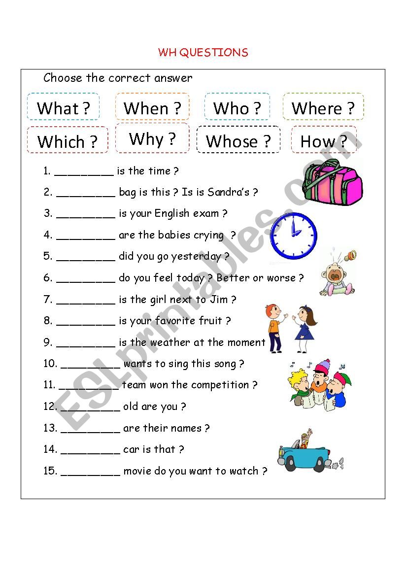 Wh questions  worksheet