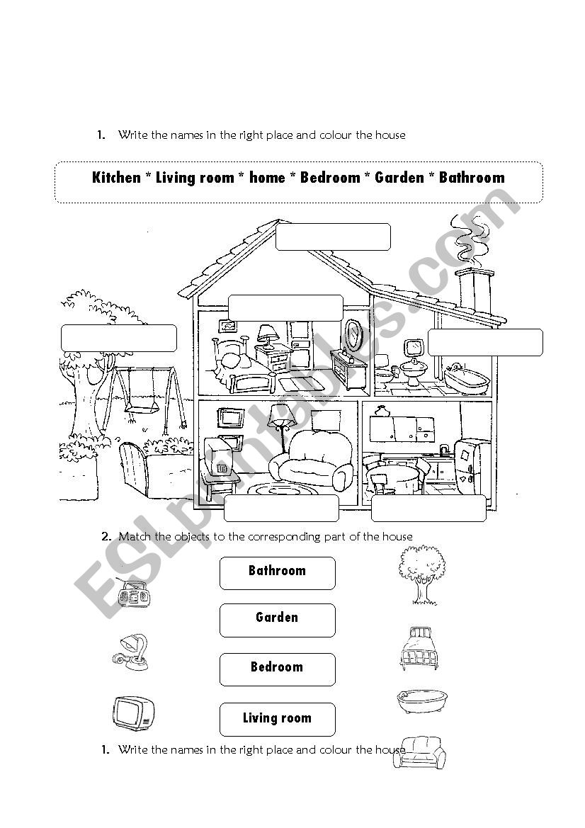 house rooms worksheet