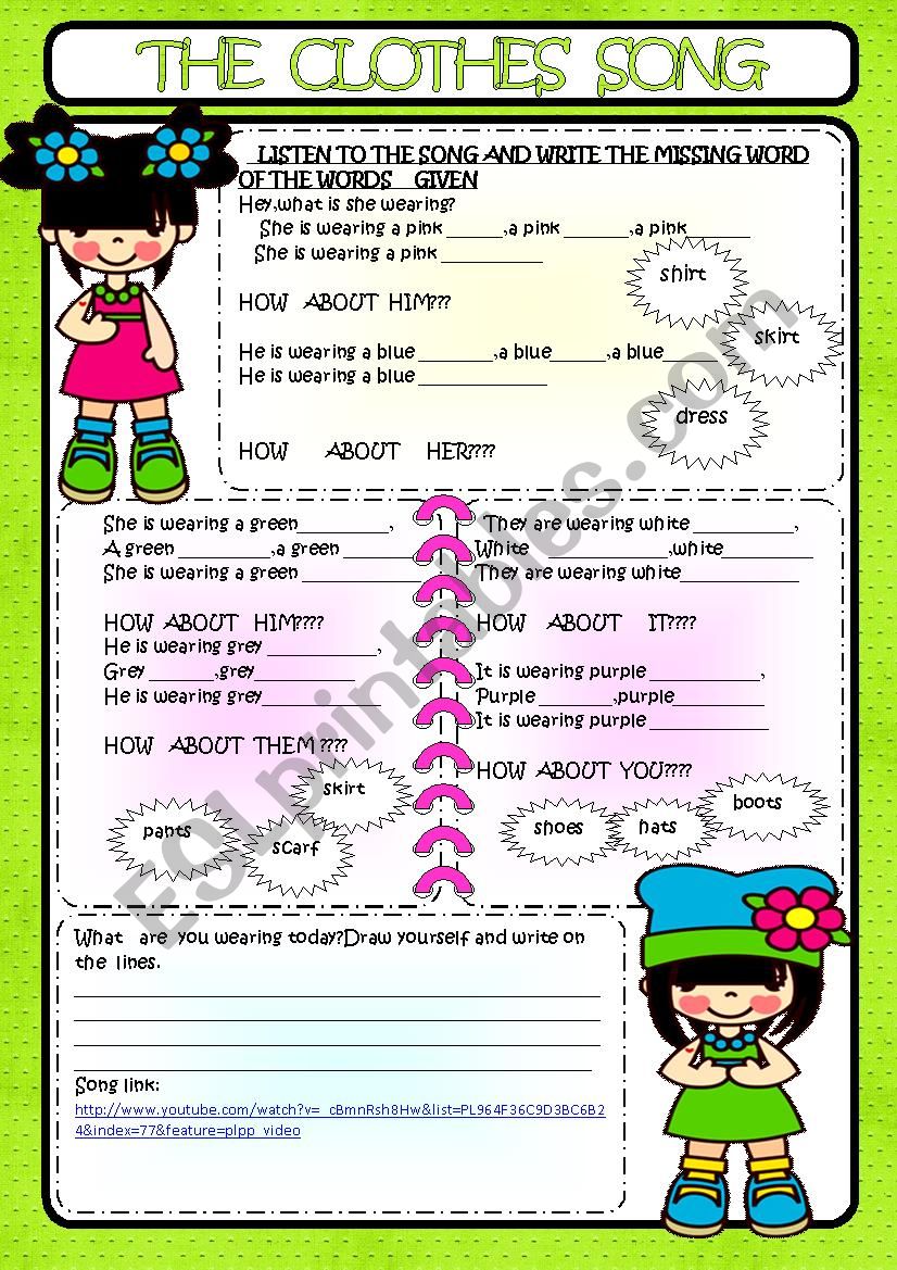 Clothes song worksheet