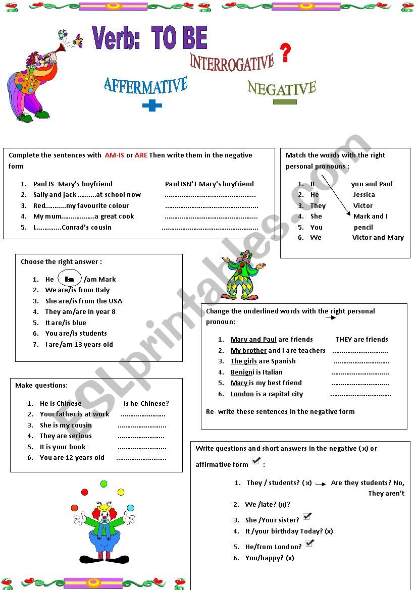 Verb: TO be worksheet