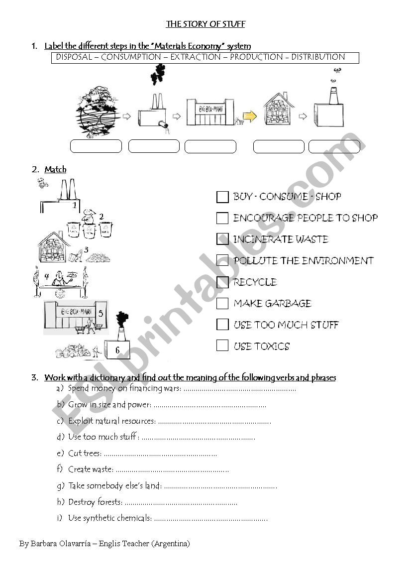 THE STORY OF STUFF - Video - ESL worksheet by barshu11 Intended For The Story Of Stuff Worksheet
