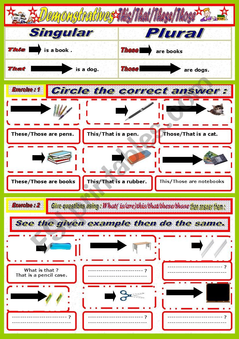 Demonstratives worksheet