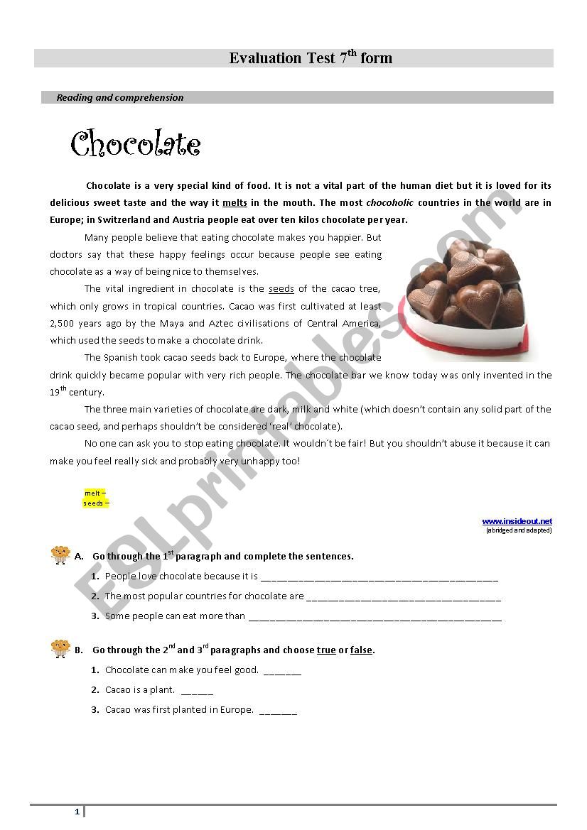 Food worksheet