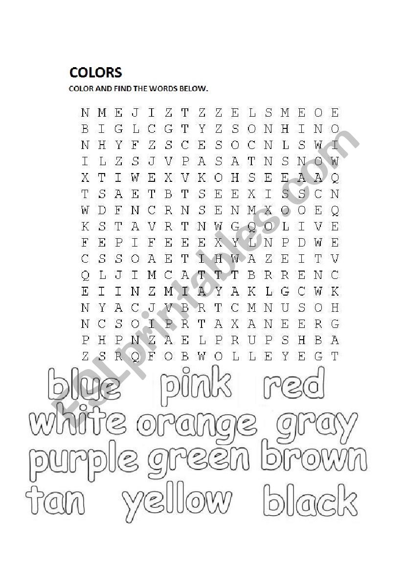 colors for children worksheet