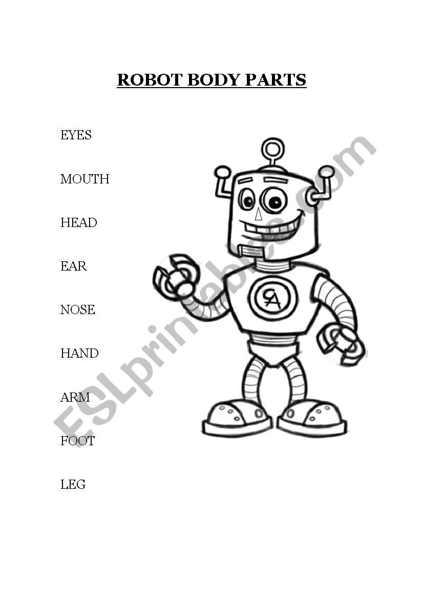 Robot body parts worksheet