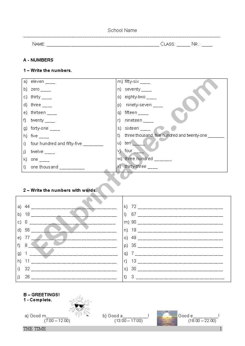 THE TIME worksheet