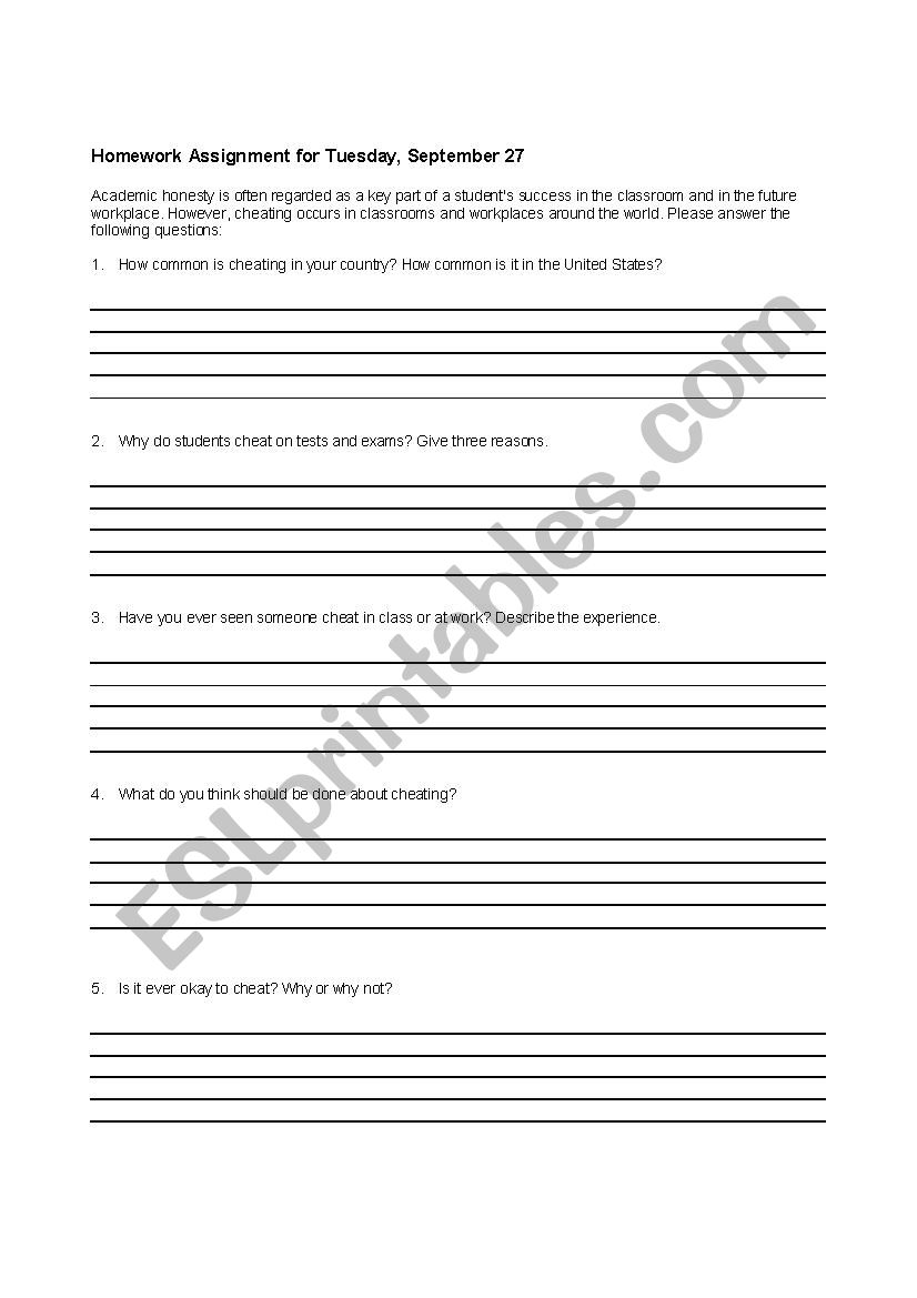 Academic Integrity: Cheating Assignment