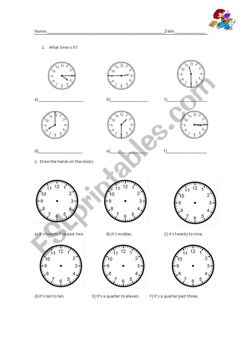 worksheet revisions - Time worksheet