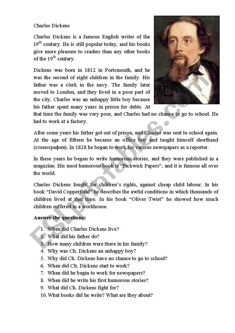 Charles Dickens worksheet