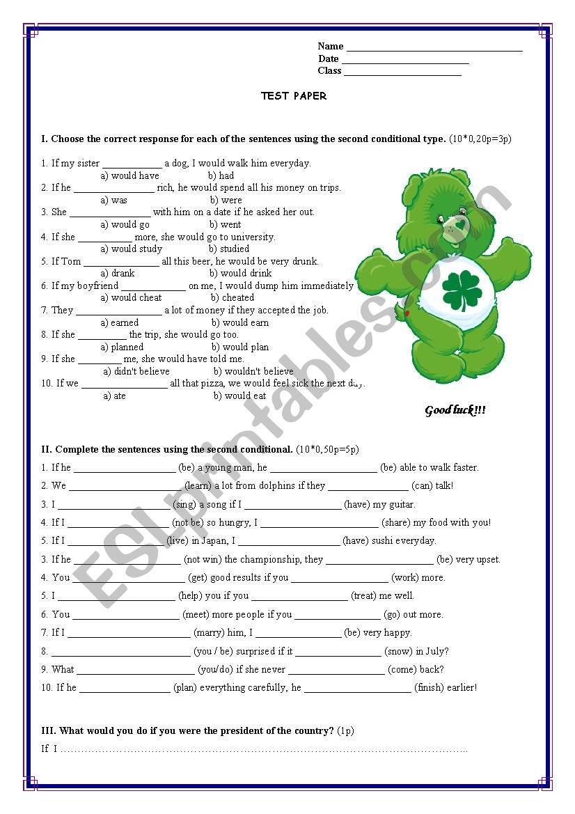 Second conditional worksheet