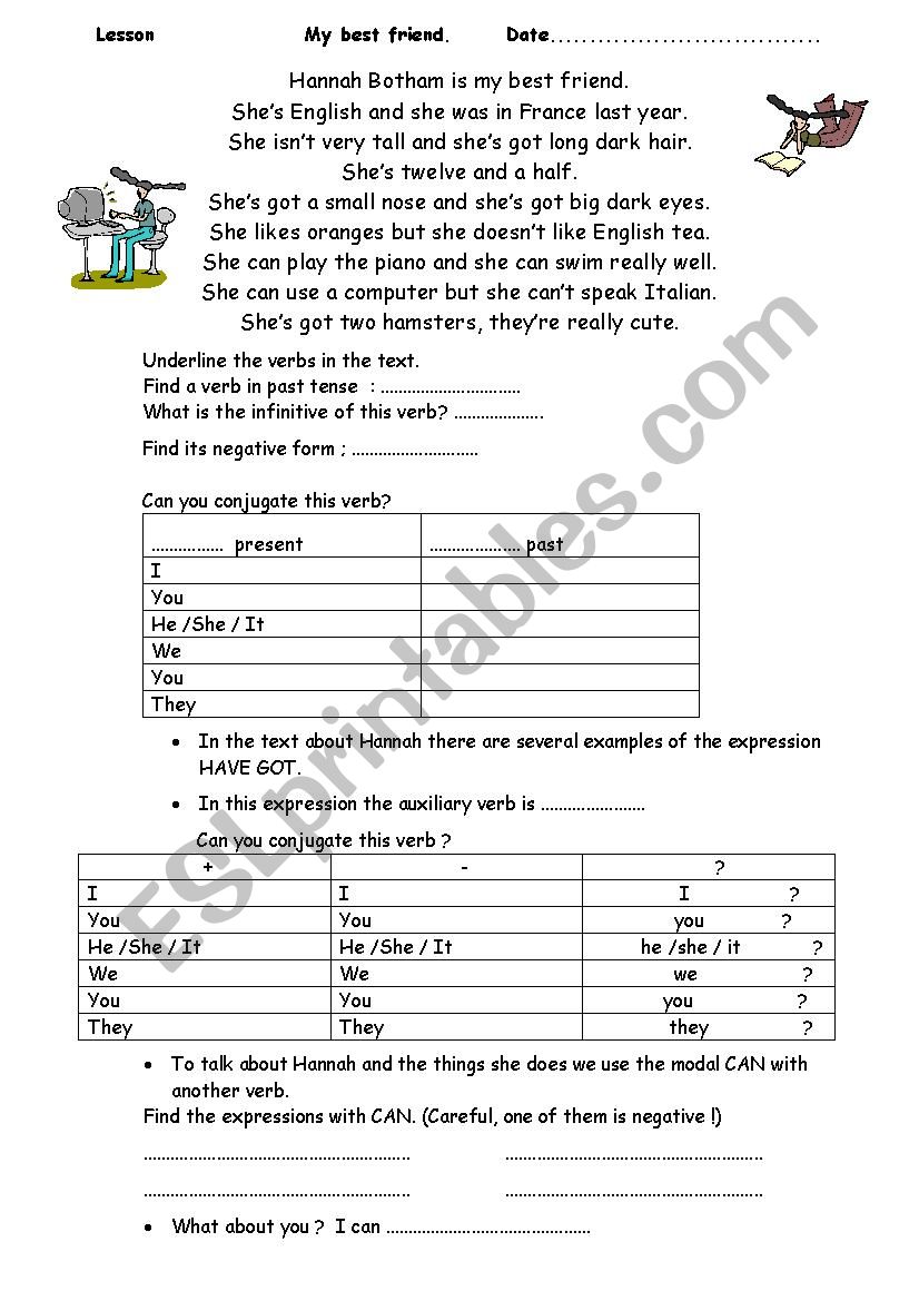 My best friend worksheet