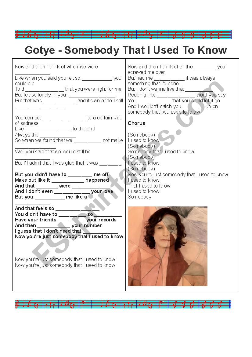 Fill in the blank- Gotye worksheet