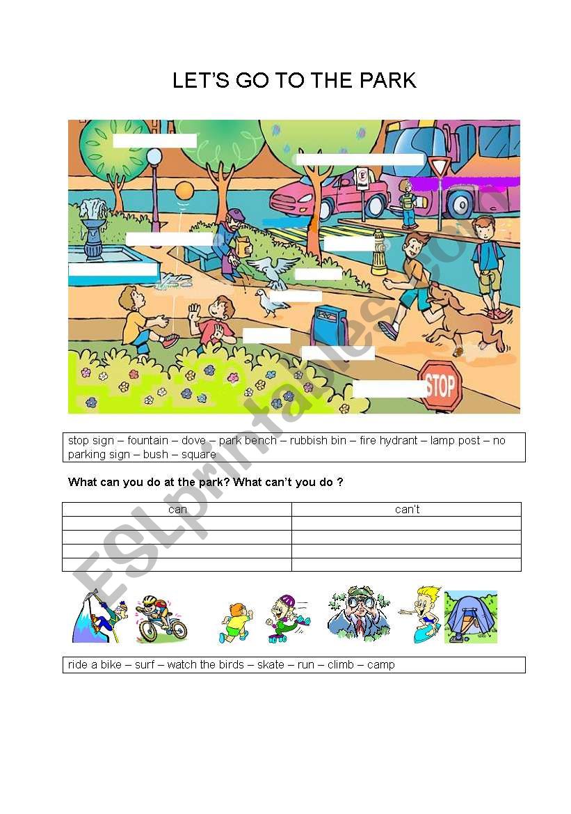 LETS GO TO THE PARK worksheet