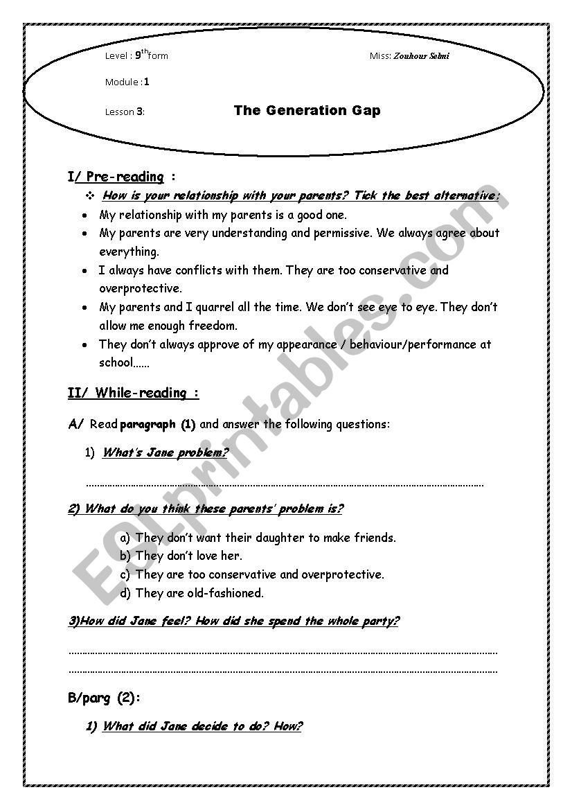 9th form basic education worksheet