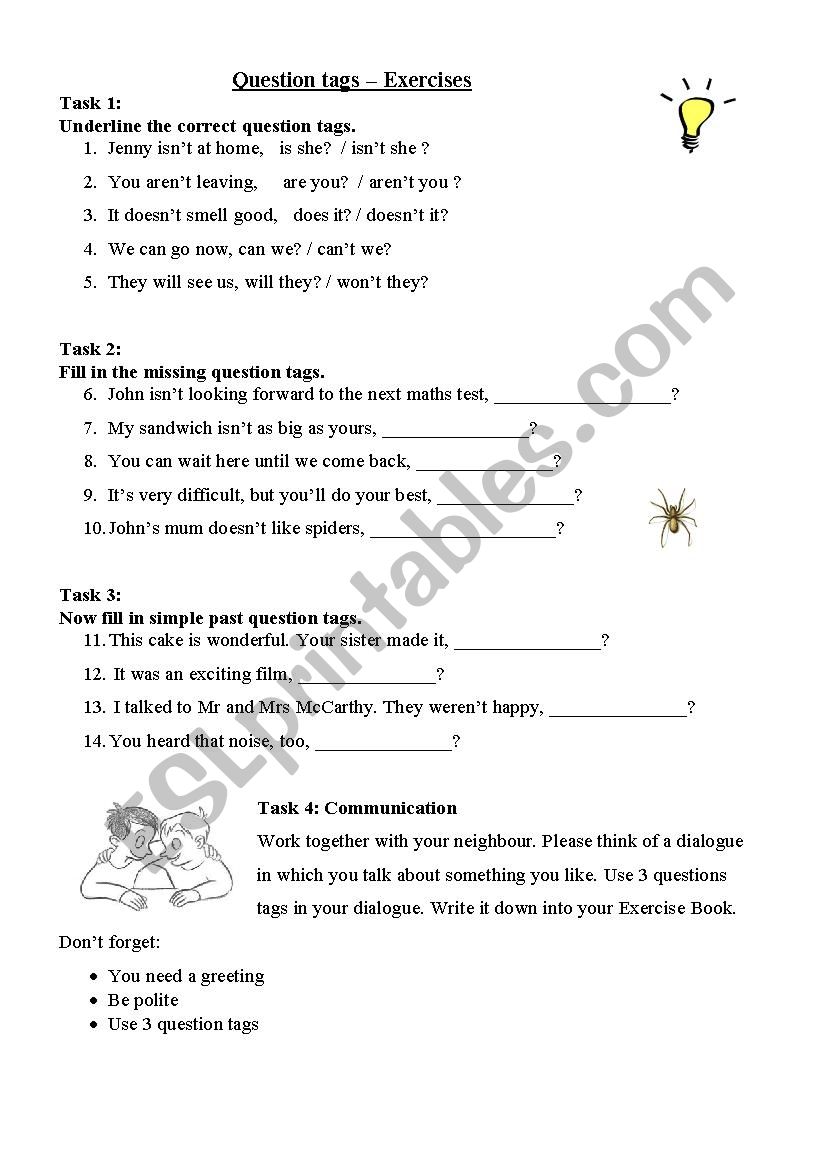 Question tags exercises and communication