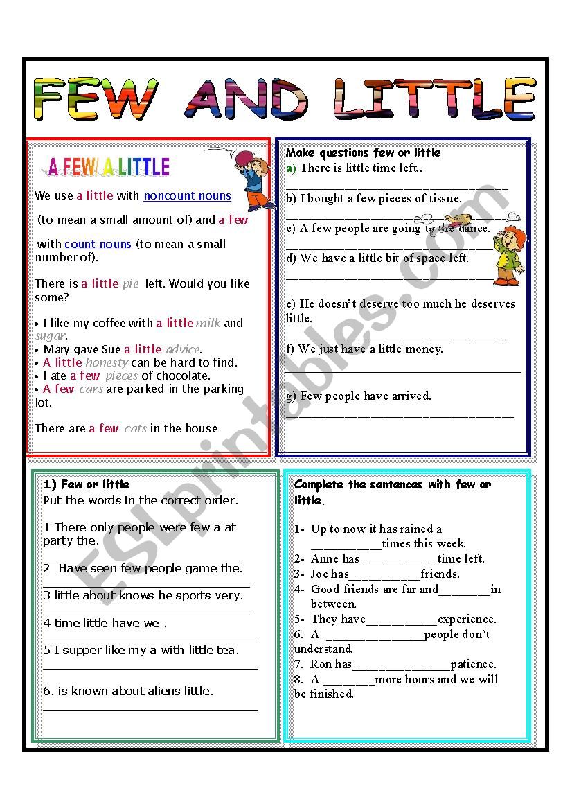 FEW AND LITTLE worksheet